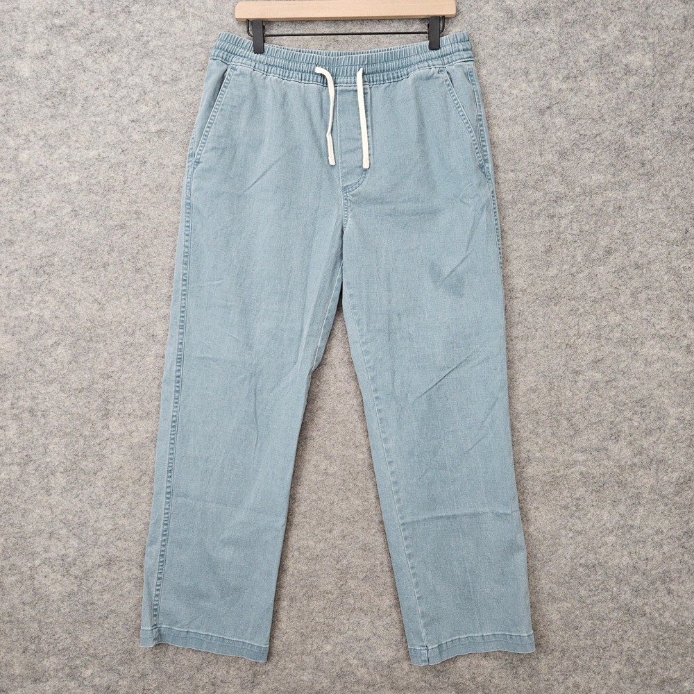 Lands End Jogger Pants Men's Green-Blue Medium Elastic Waist Drawstring SPOT
